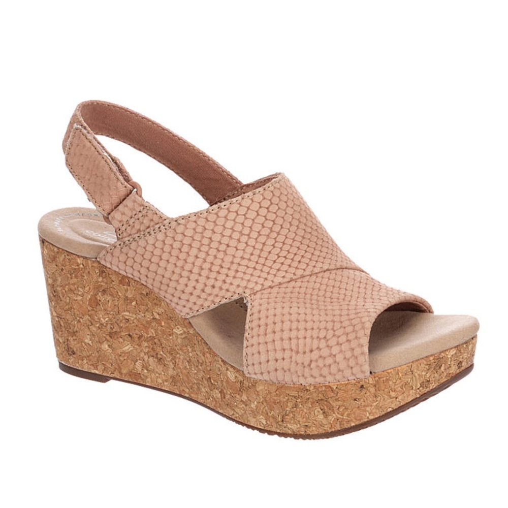 Clarks Blush Annadel Sky Leather Wedge Sandal NIB